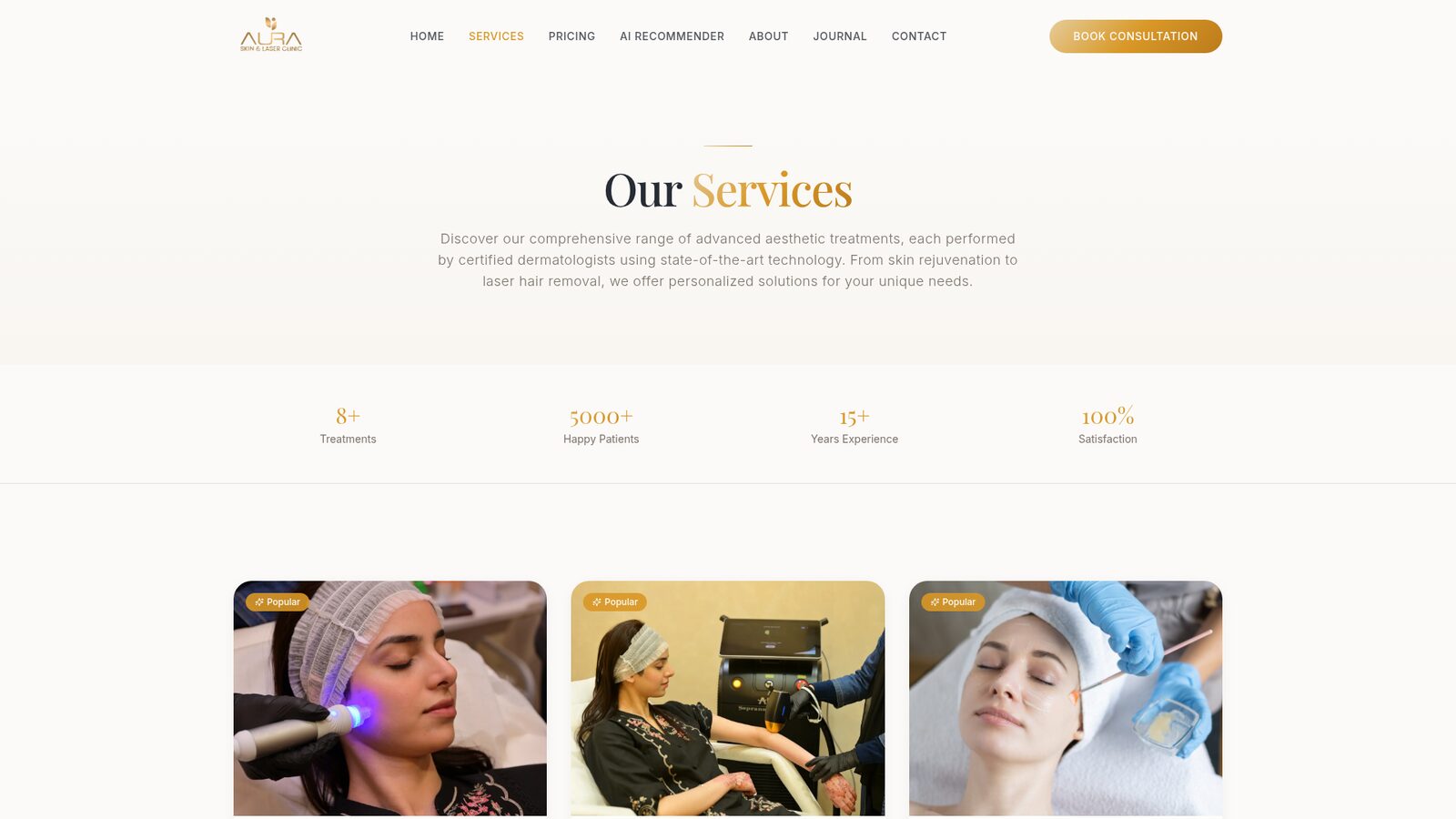 Aura services page