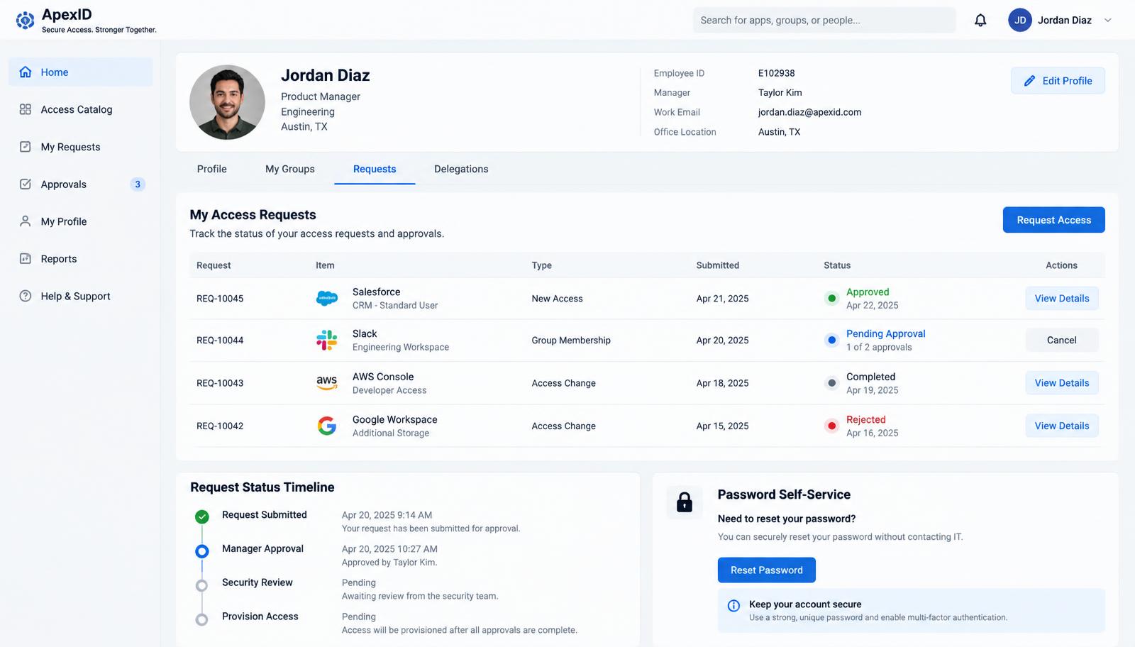 Self-service identity portal